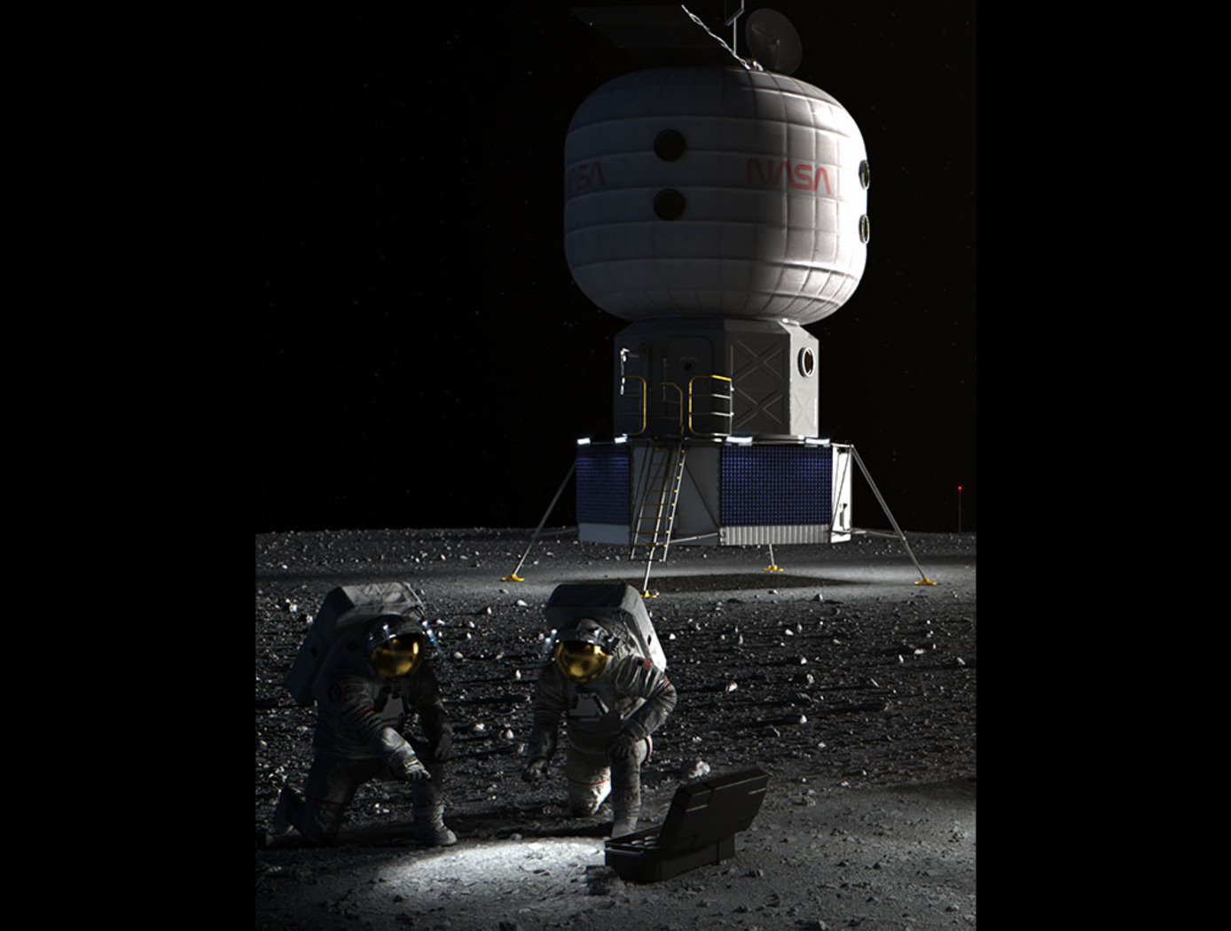 NASA image of two astronauts on a lunar surface