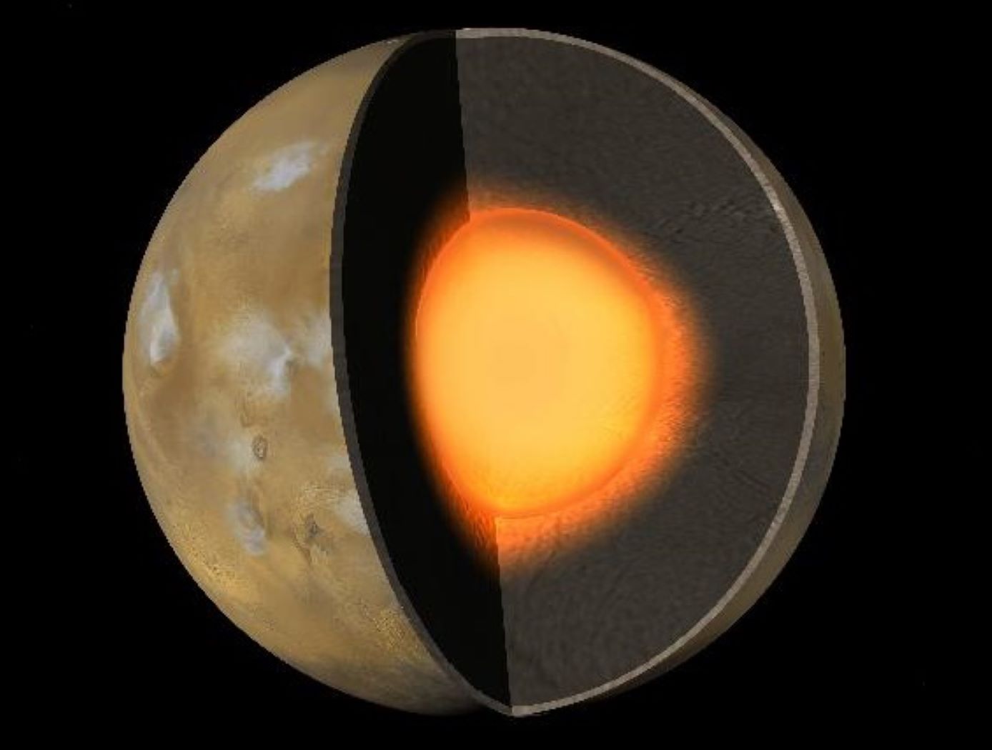 Graphic illustration of the center of a planet