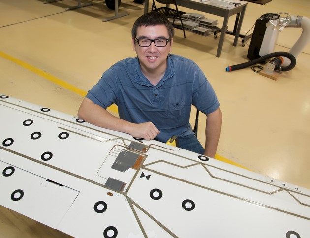 Innovator Peter Suh develops technologies to suppress flutter on light, highly flexible aircraft at NASA’s Armstrong Flight Research Center. (Photo by NASA/Lauren Hughes)