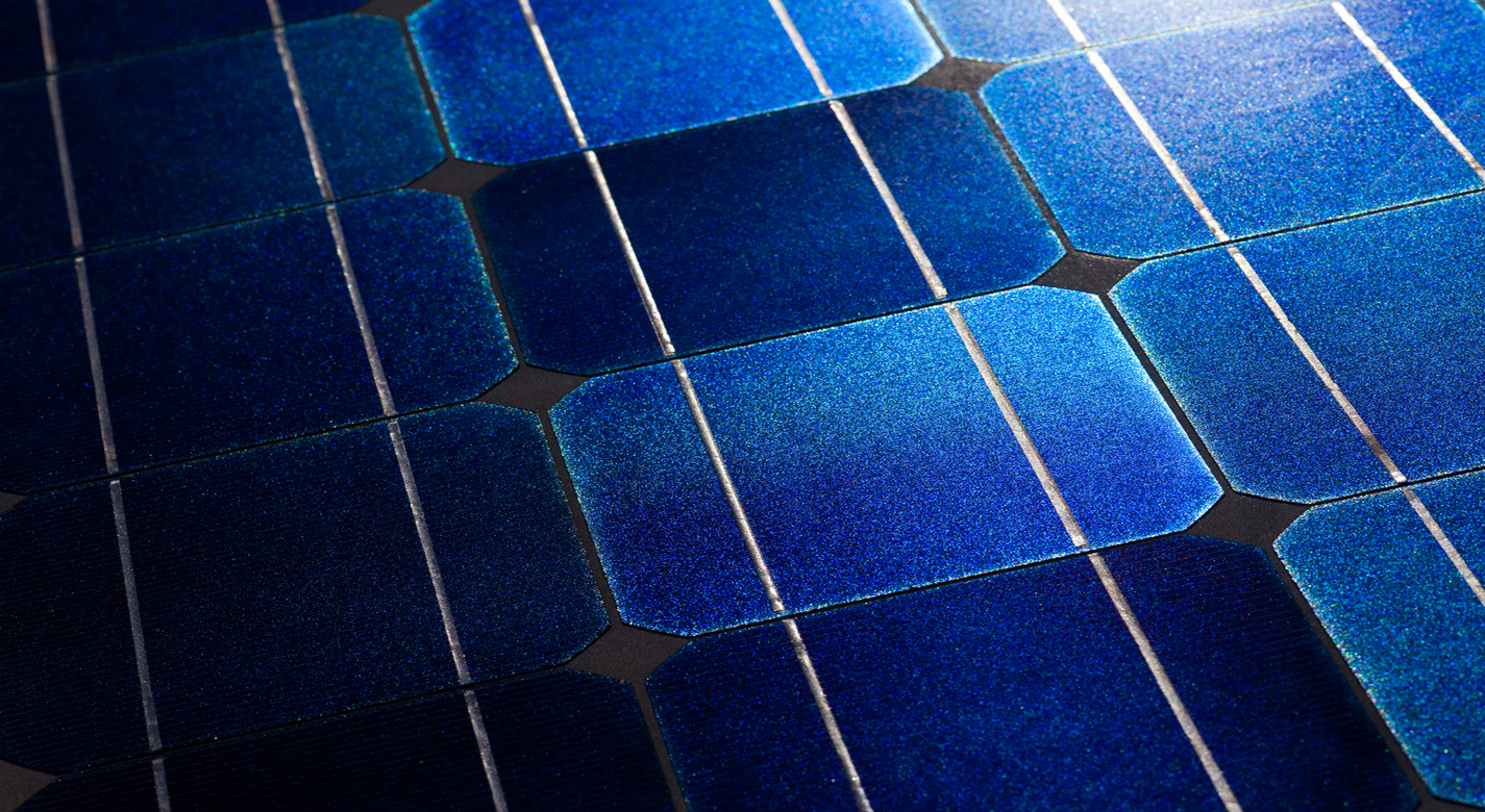 Photovoltaic panels that make up the solar-powered CO2 converter. 