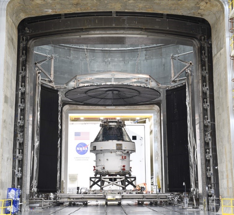 The SEC played host to the Orion capsule to ready it for an uncrewed mission. Orion recently underwent two months of extensive studies, including thermal-vacuum tests that subjected the spacecraft to temperatures ranging from minus 250°F (minus 157°C) to 255°F (124°C). Orion was also evaluated to ensure its integrated electronics systems would perform optimally during launch and flight.