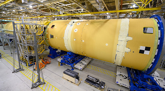 Assembly of the Space Launch System.