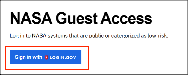 NASA Guest Account Services Transition to Login.gov Screenshot