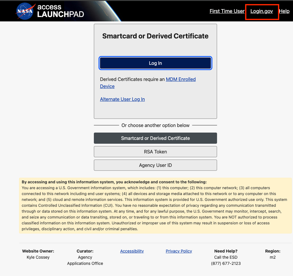 NASA Guest Account Services Transition to Login.gov Screenshot