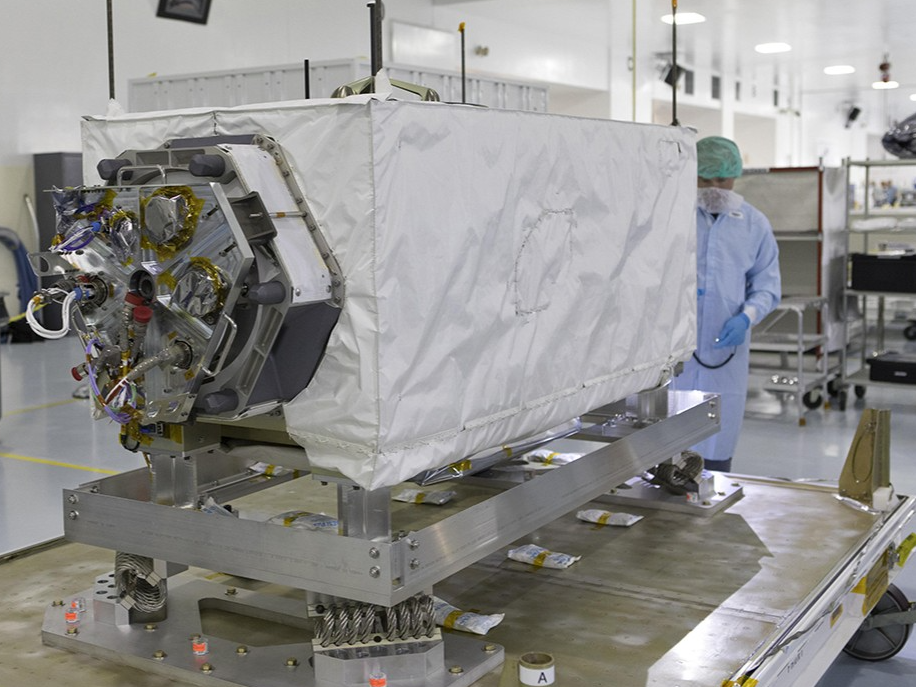 One of IrriWatch’s sources of data is the Ecosystem Spaceborne Thermal Radiometer Experiment (ECOSTRESS), seen here undergoing inspection at Kennedy Space Center prior to launch. Built at the Jet Propulsion Laboratory and affixed to the outside of the International Space Station since 2018, ECOSTRESS is the first Earth-imager developed specifically to look at evapotranspiration, a major indicator of plant stress. Credit: NASA