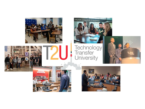 Collage of university classrooms - Graphic for NASA's Technology Transfer University