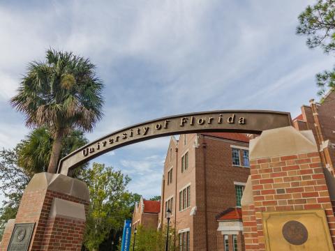 The University of Florida entrance banner