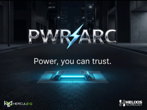 Illustrated graphic of the words PWR-ARC, power you can trust, with a lightning bolt