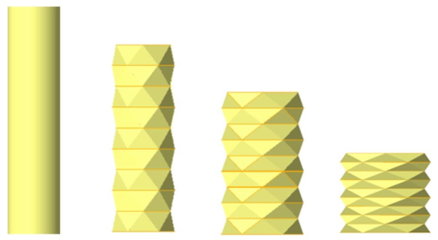 Computer models of the composite origami structures.