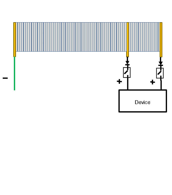 Fuel cell stack with multiple connection points