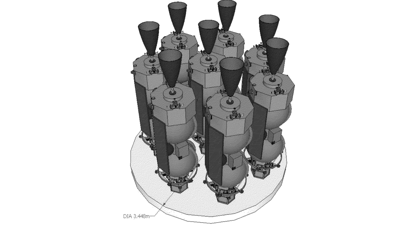 Due to its small form factor, eight ADRVs can be clustered in a single launch vehicle payload. Each vehicle can be assigned to a unique debris target.
